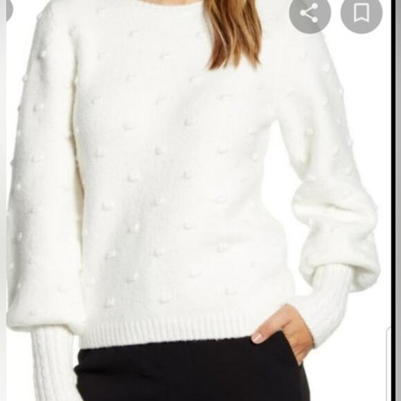 Rachel Parcell Bobble Stitch Sweater Puff Sleeve Size Medium EUC - Picture 1 of 7